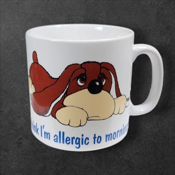 Vintage Russ Berrie “Samuel Spaniel” Mug I Think I’m Allergic to Mornings Japan - Picture 2 of 9